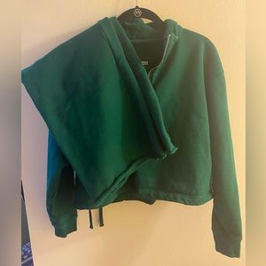 Girlfriend Collective Cropped Green Sweatsuit